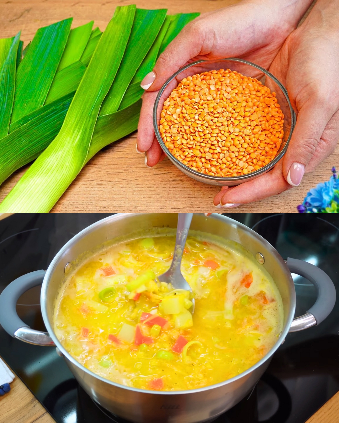 Hearty Vegetable Lentil Soup with Crispy Bread
