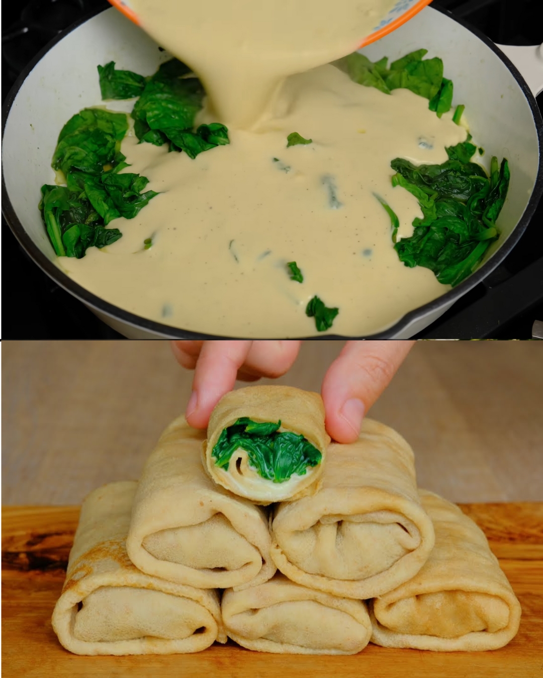 Spinach Stuffed Pancakes with Pesto