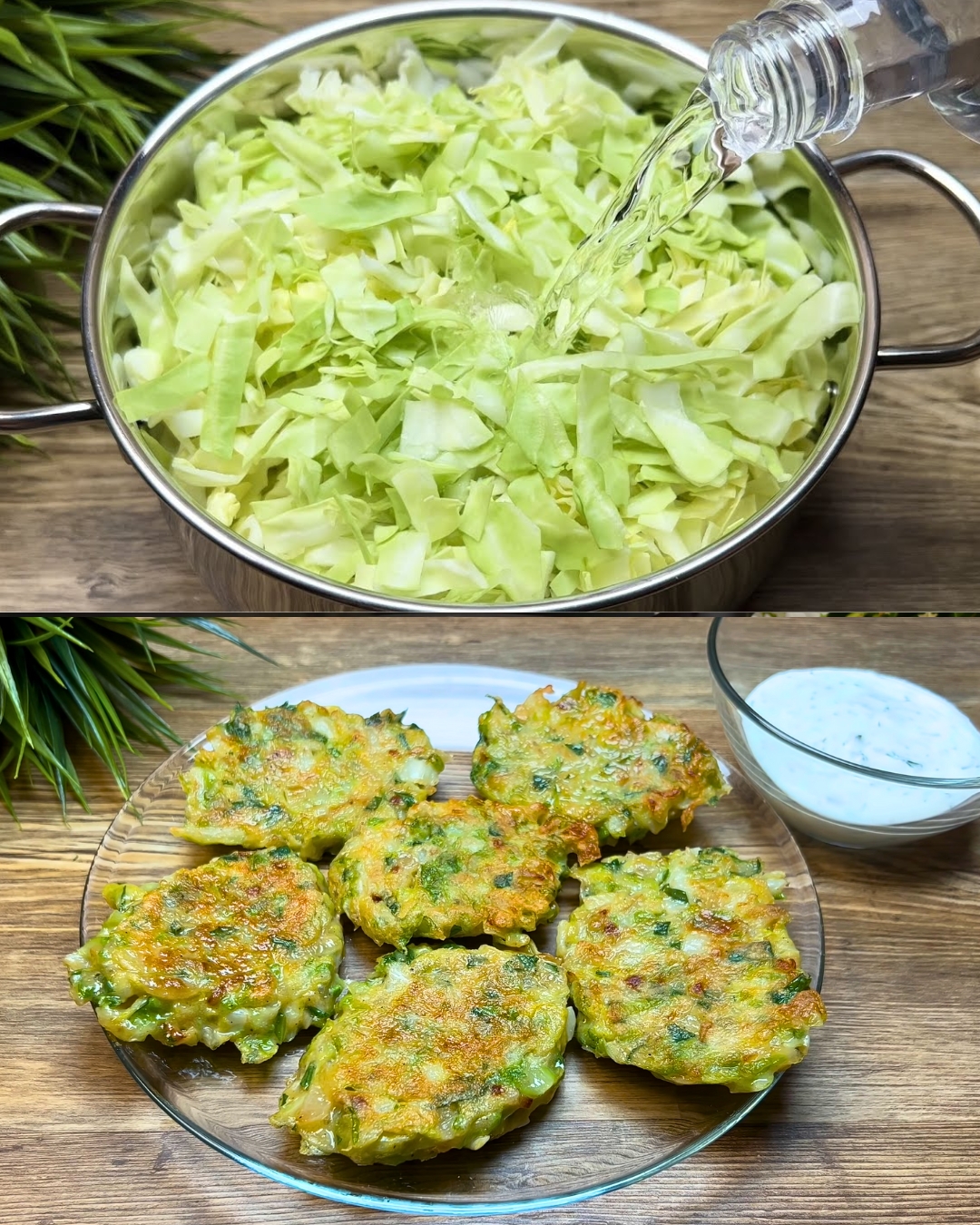 Cabbage Fritters with Sour Cream and Dill