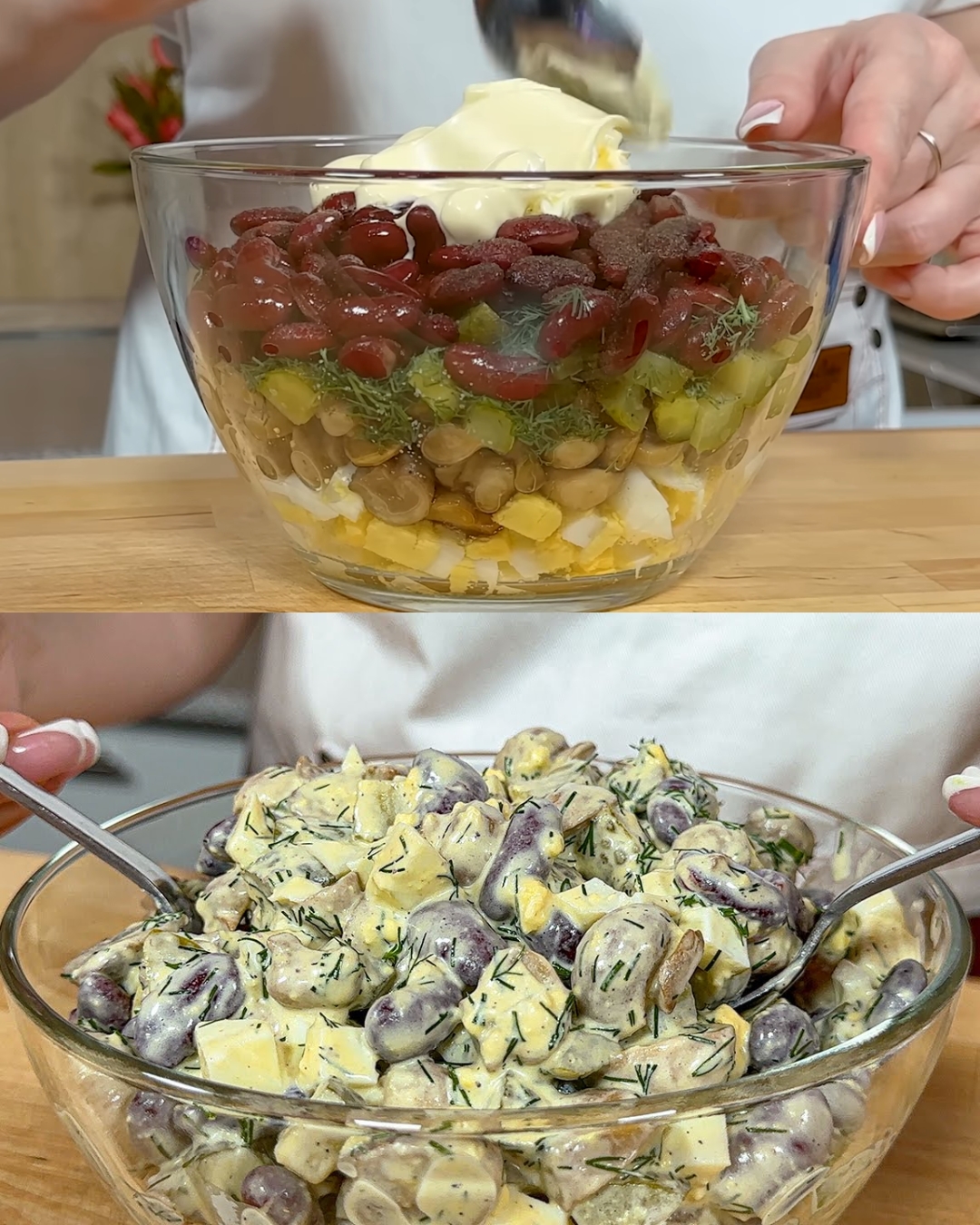 Mushroom and Bean Salad with Dill and Pickled Cucumbers