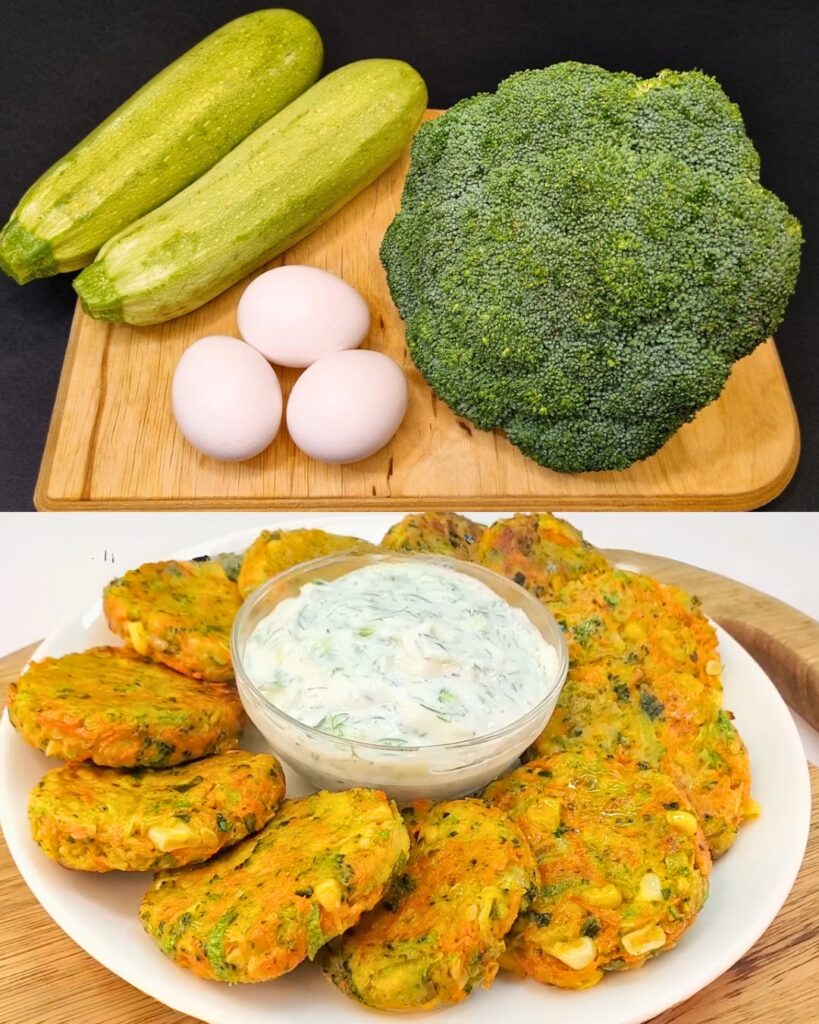 Zucchini and Vegetable Patties with Dill Yogurt Sauce