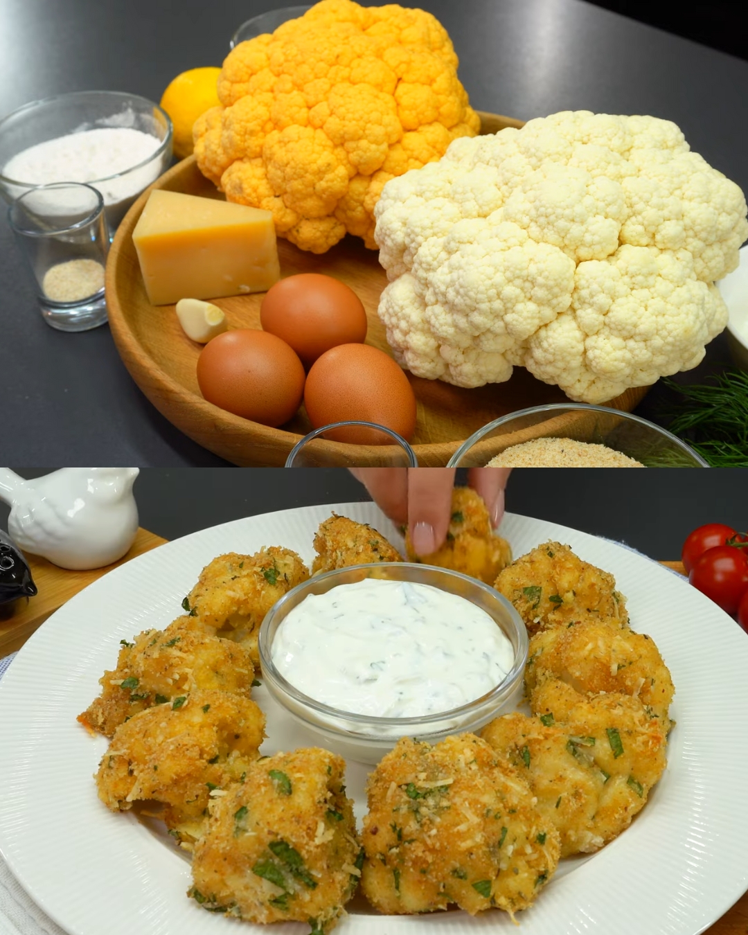Herb-Crusted Cauliflower with Creamy Lemon Sauce