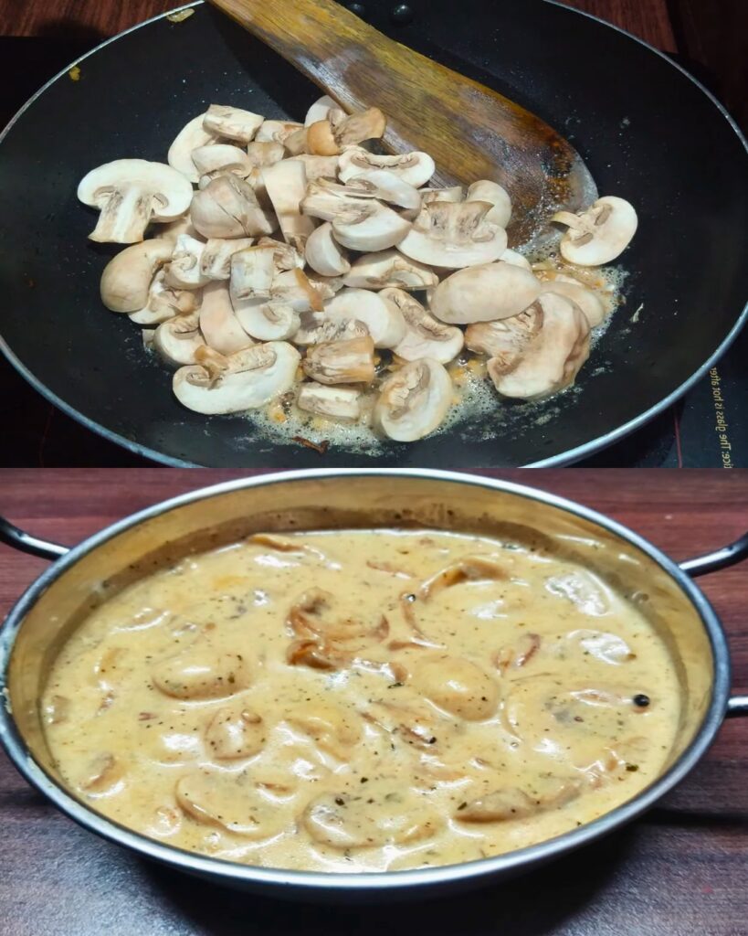 Mushrooms in a Creamy Sauce finished dish