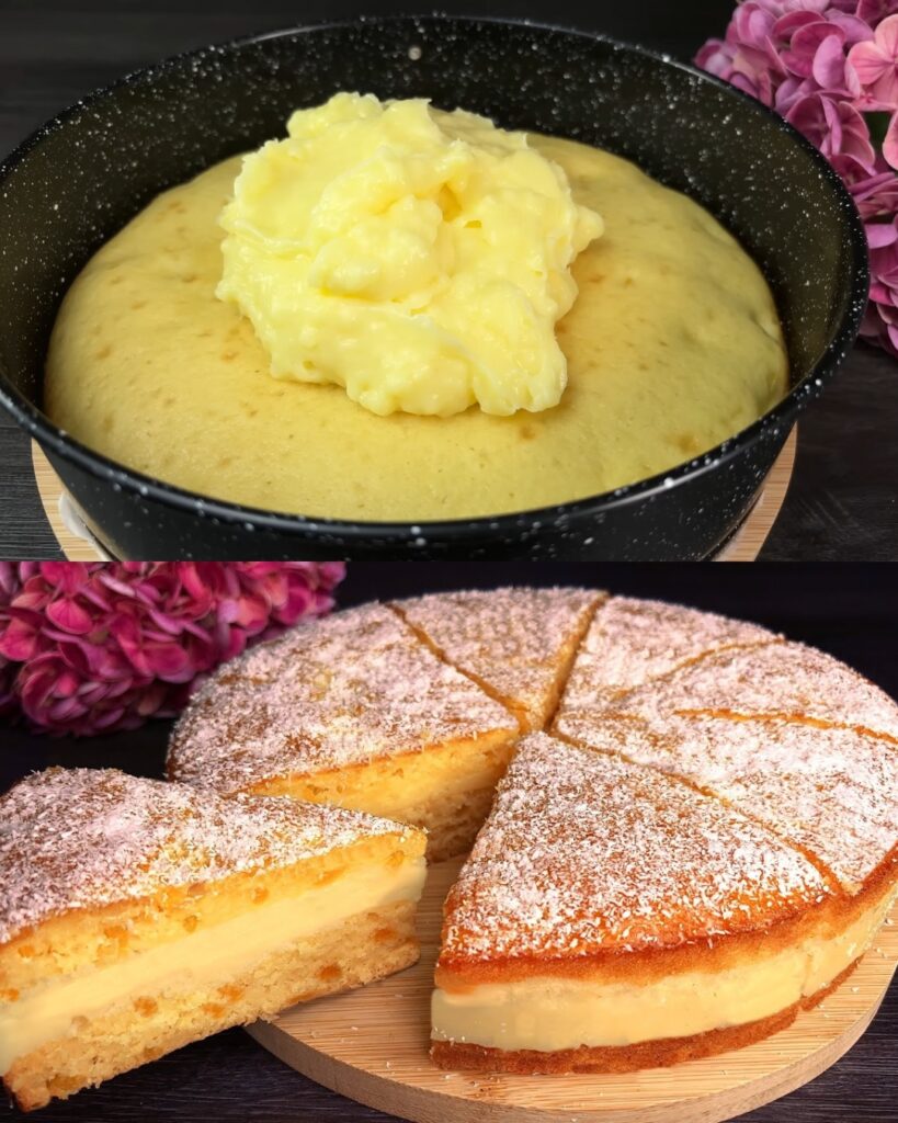 Peach and Lemon Custard Cake