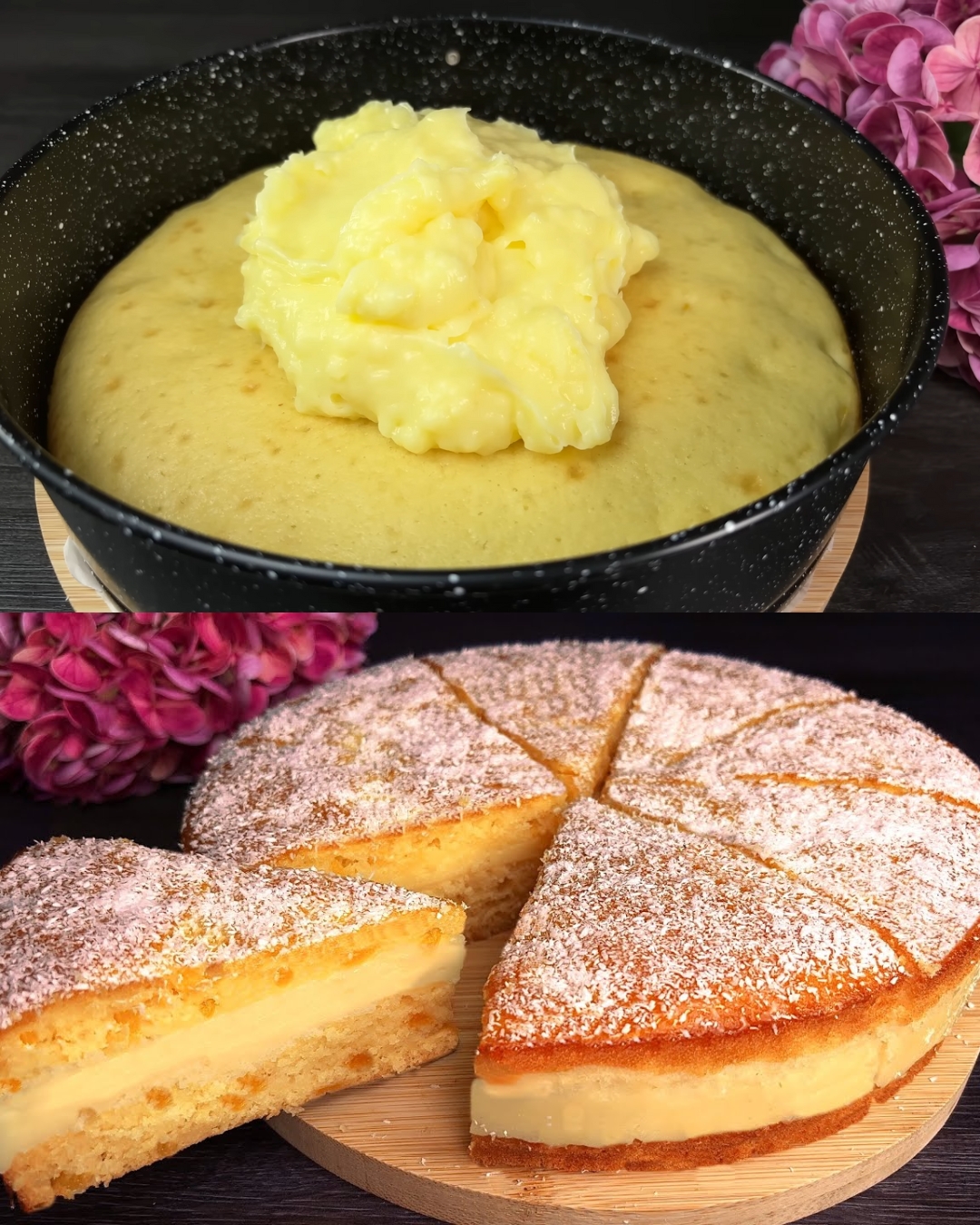 Peach and Lemon Custard Cake