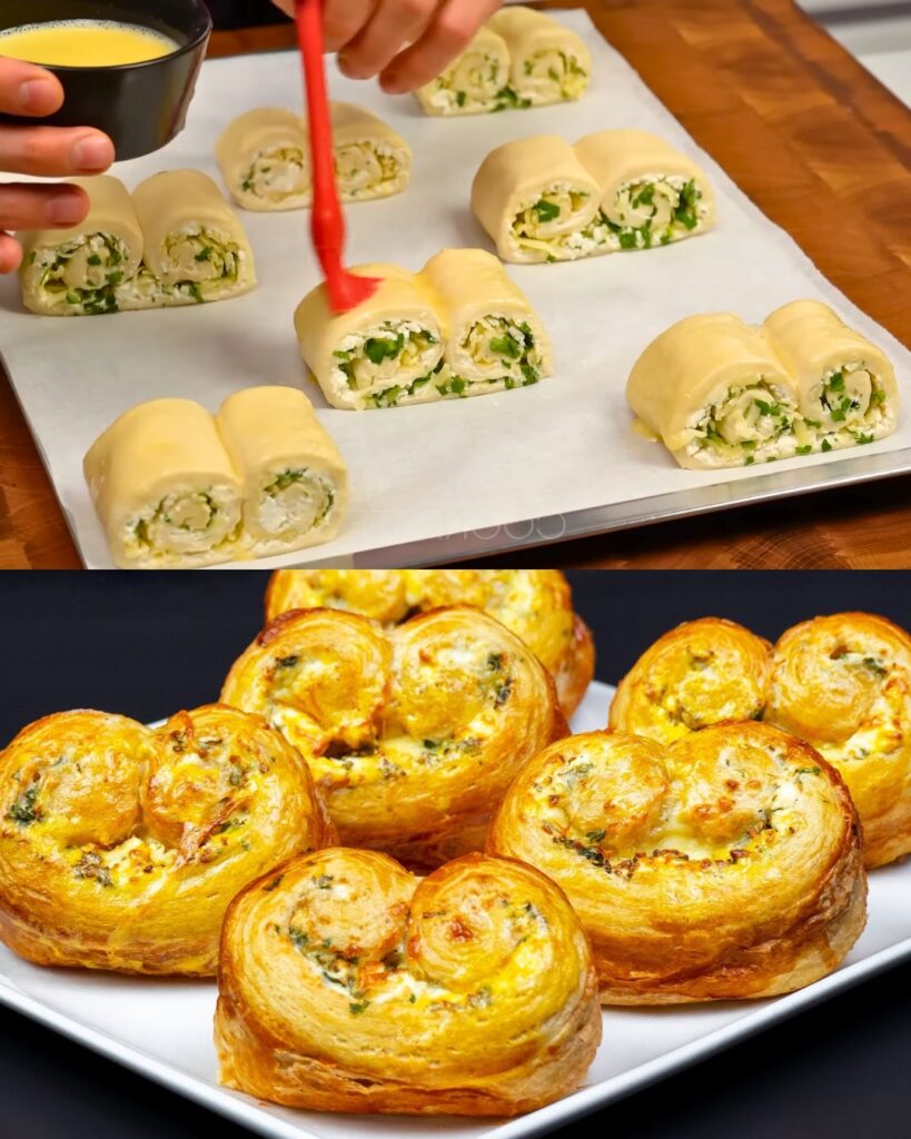 Cheesy Puff Pastry Pockets with Creamy Bacon and Herb Sauce