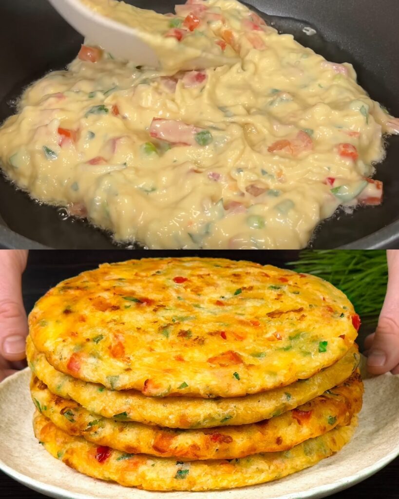 Savory Pancakes with Cheese, Vegetables, and Yogurt Sauce