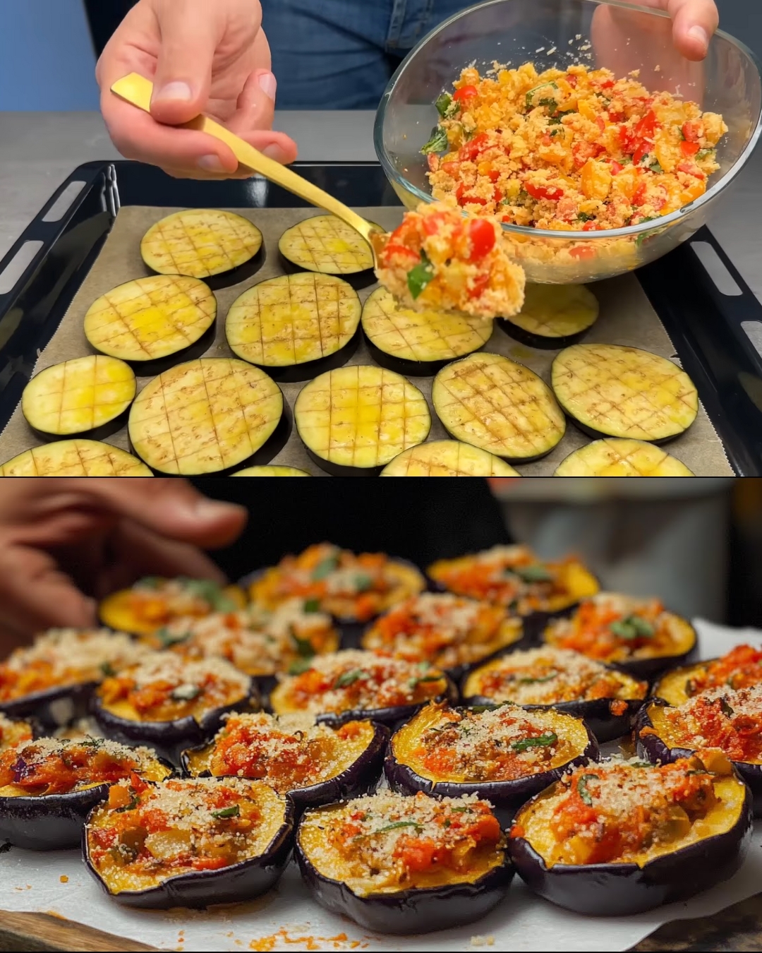 Baked Eggplant with Cherry Tomatoes and Parmesan