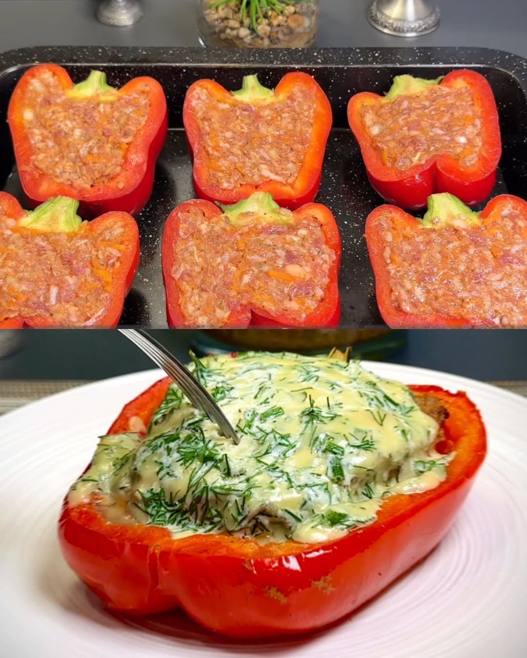 Stuffed Bell Peppers with Rice and Minced Meat