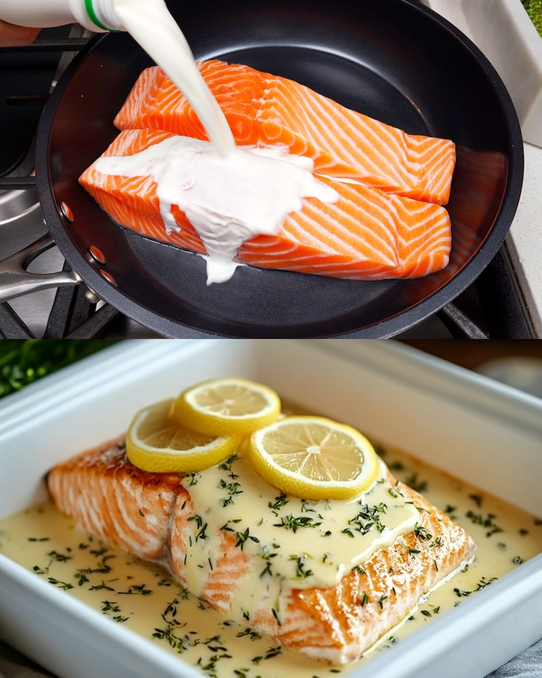 Baked Salmon with Lemon Butter Cream Sauce