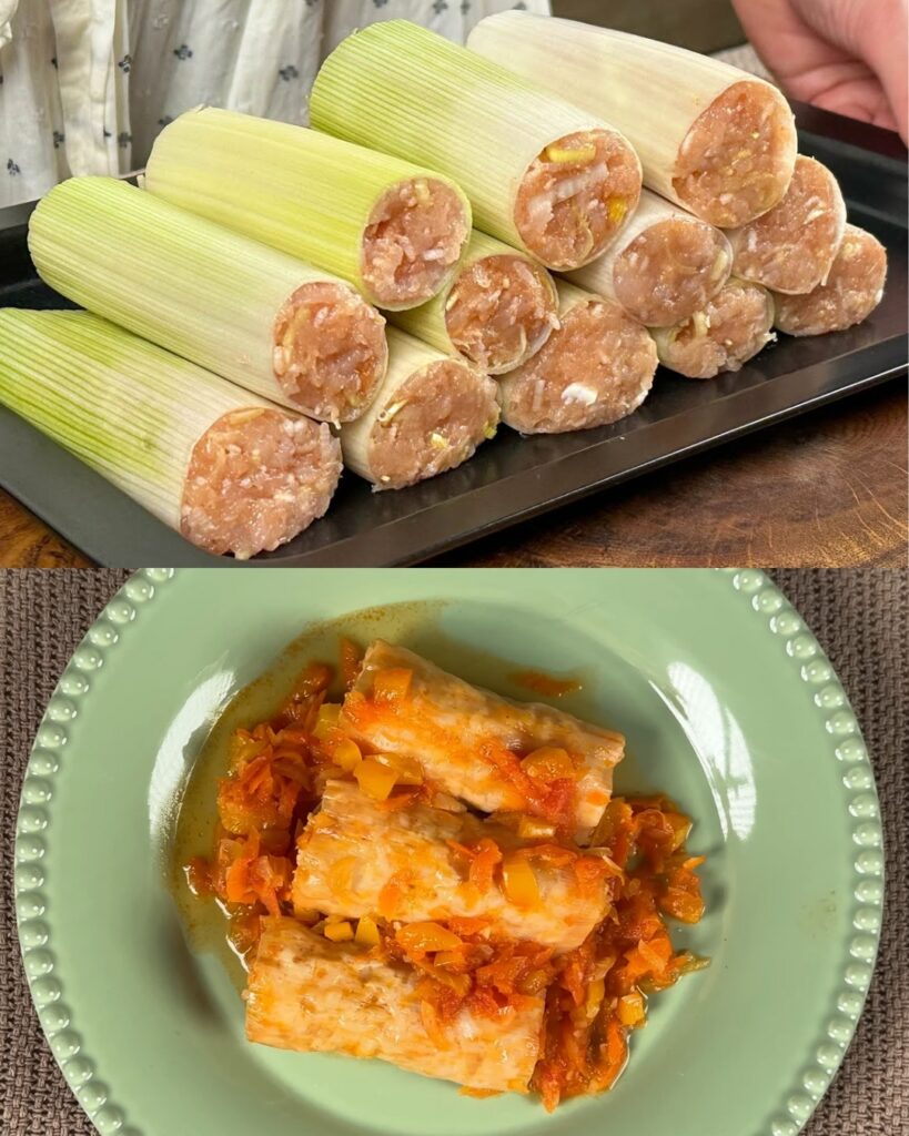 Stuffed Leeks with Minced Chicken