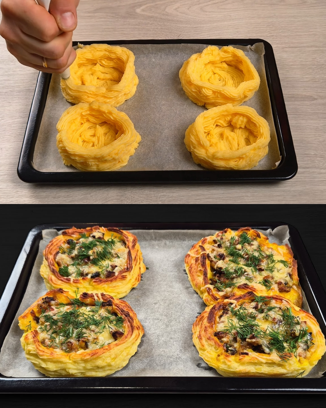 Chicken and Vegetable Potato Nest Bake