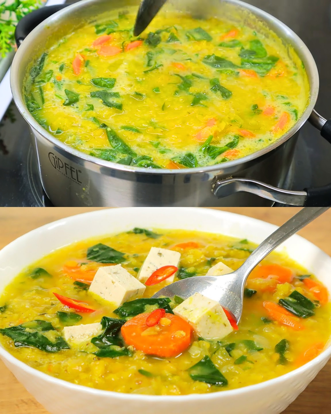 Vegetable Lentil Soup with Herb Bread