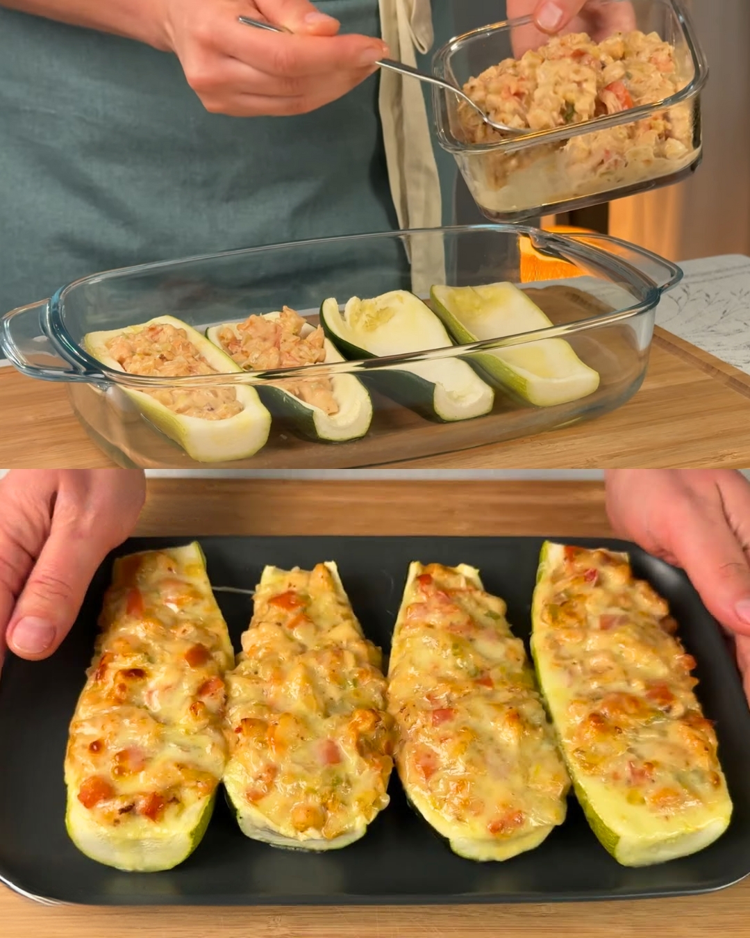 Stuffed Zucchini with Creamy Chicken Filling