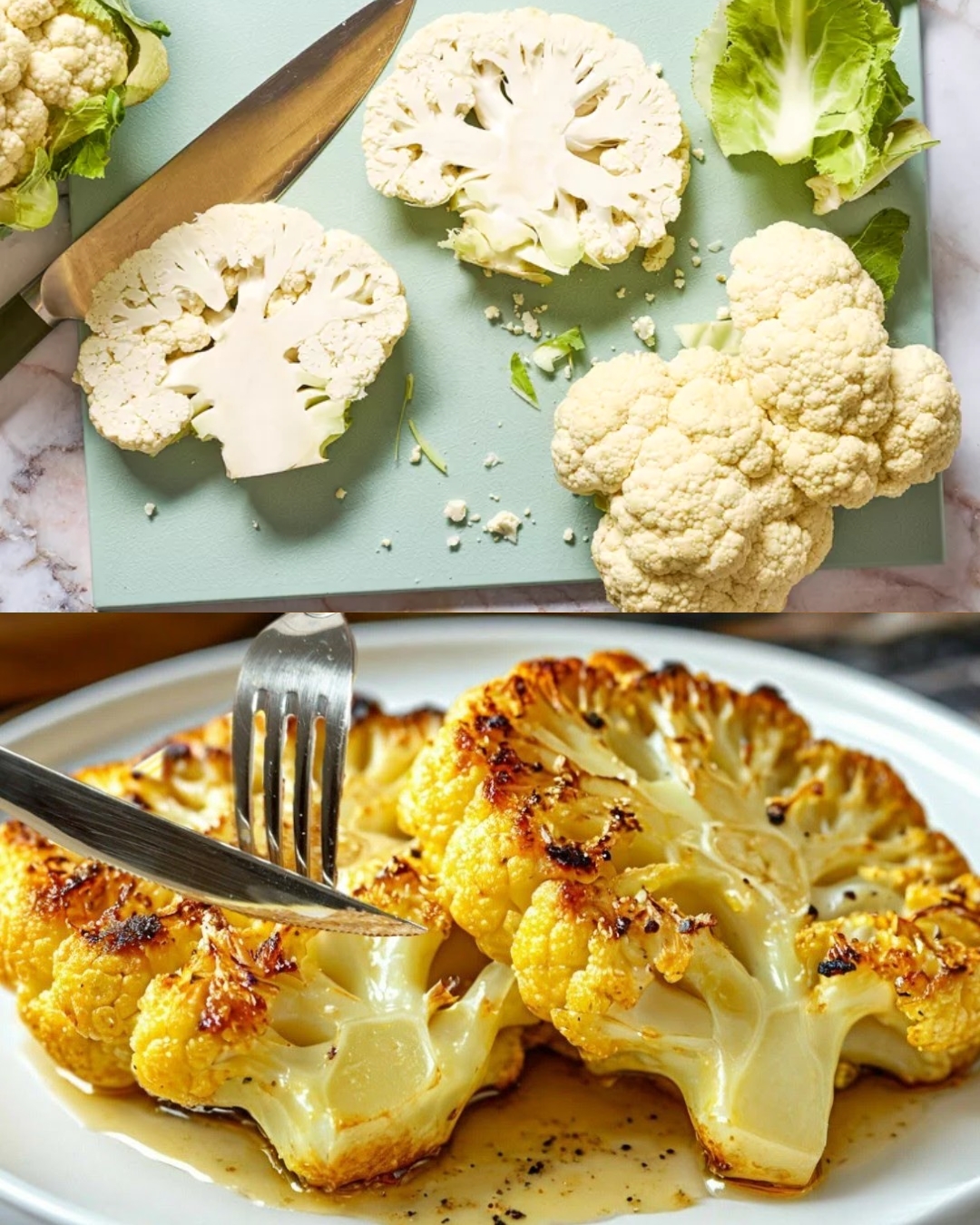 Roasted Cauliflower with Lemon Shallot Sauce