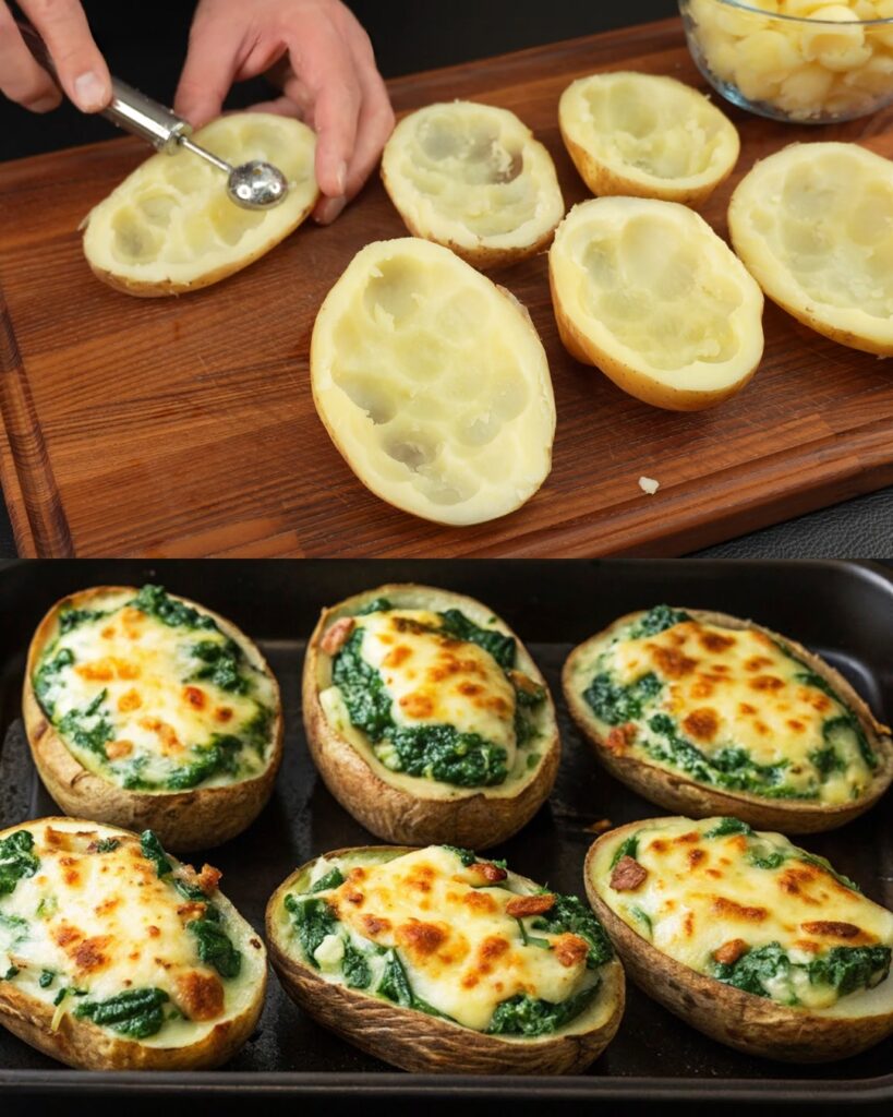 Twice-Baked Spinach and Cheese Stuffed Potatoes