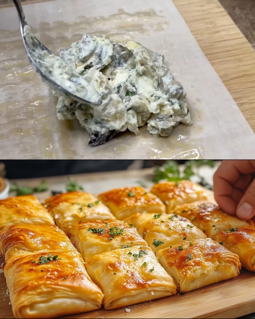 Eggplant and Cheese Filo Pastry Rolls