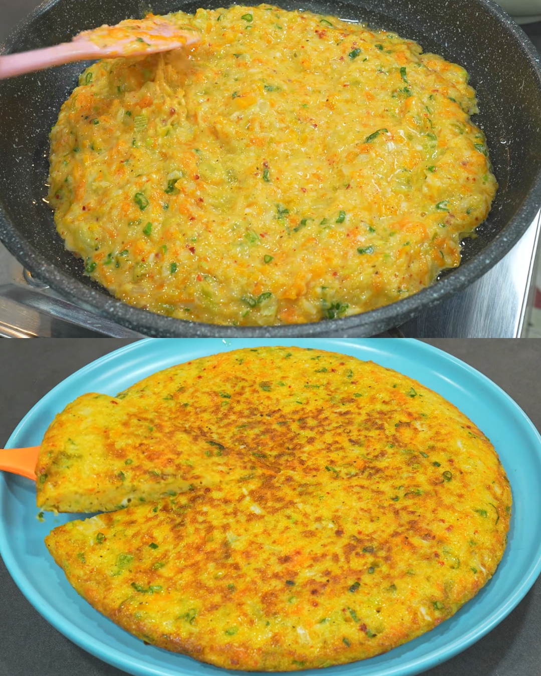 Vegetable Pancakes with Cauliflower, Carrot, and Cabbage