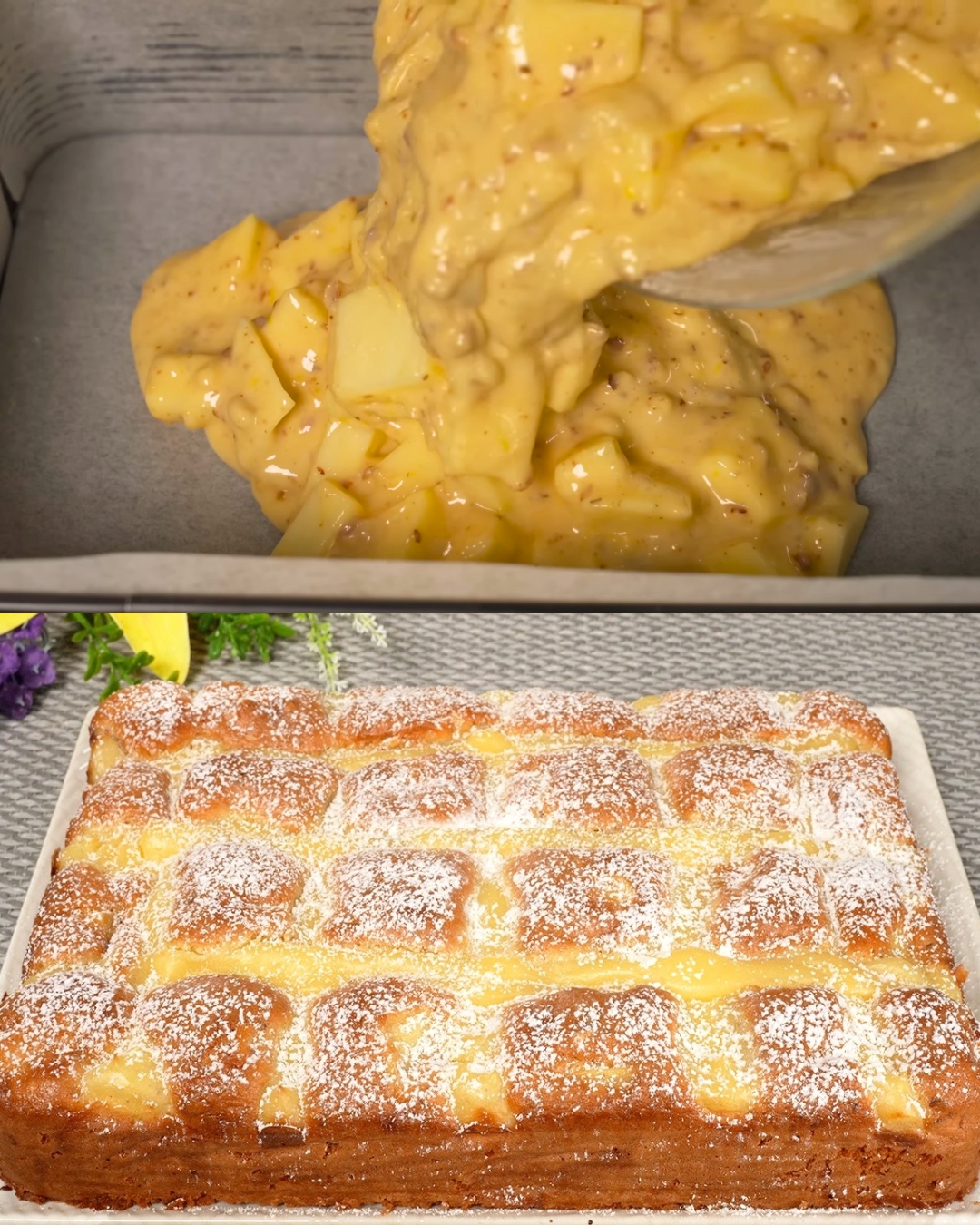 Apple and Hazelnut Cake with Cream Custard