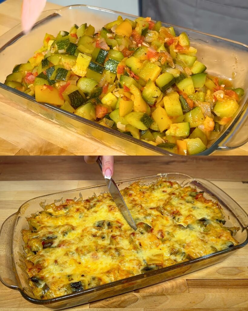 Baked Zucchini and Vegetable Casserole with Creamy Garlic Sauce