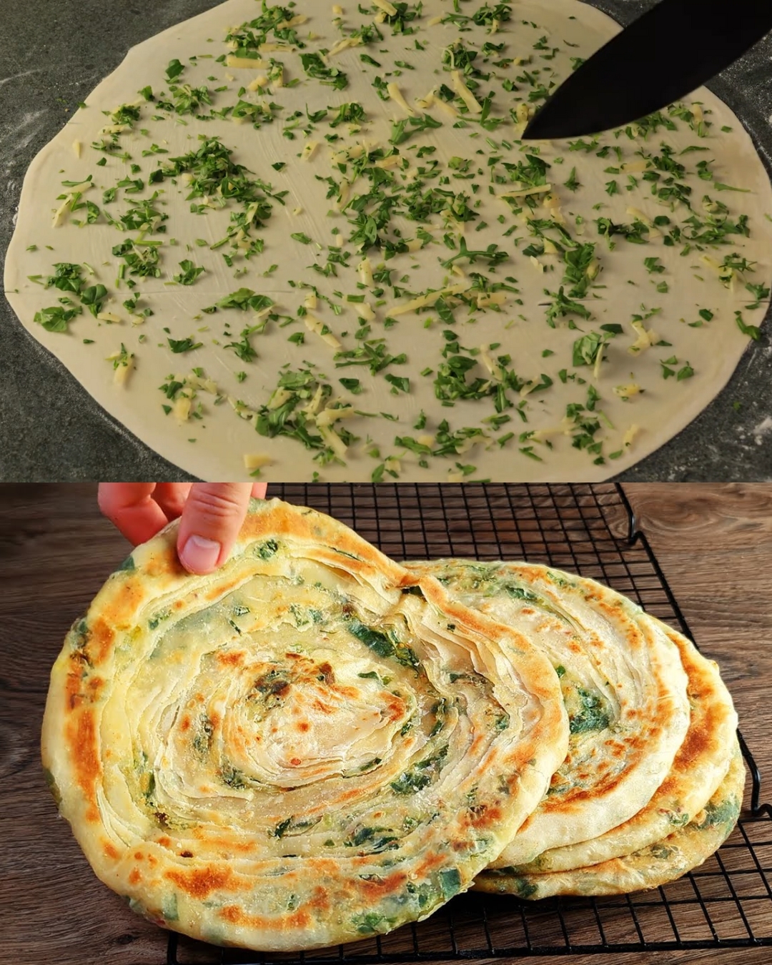 Spinach and Green Onion Stuffed Flatbreads