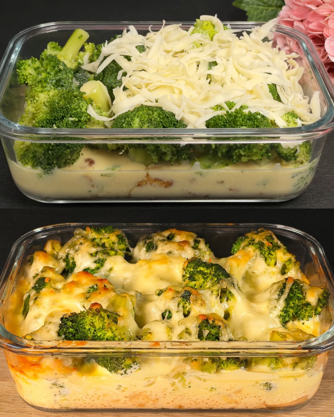 Creamy Baked Chicken with Broccoli and Fresh Herb Salad