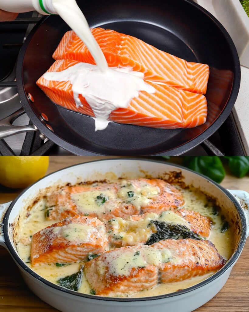 Creamy Lemon Salmon with Spinach