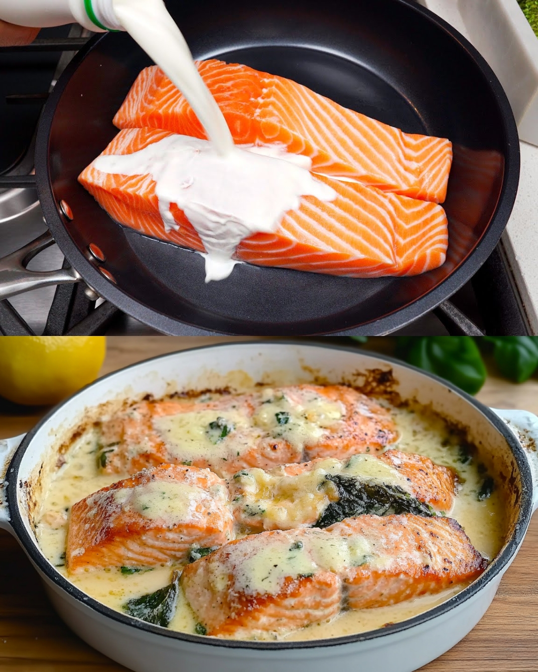 Creamy Lemon Salmon with Spinach