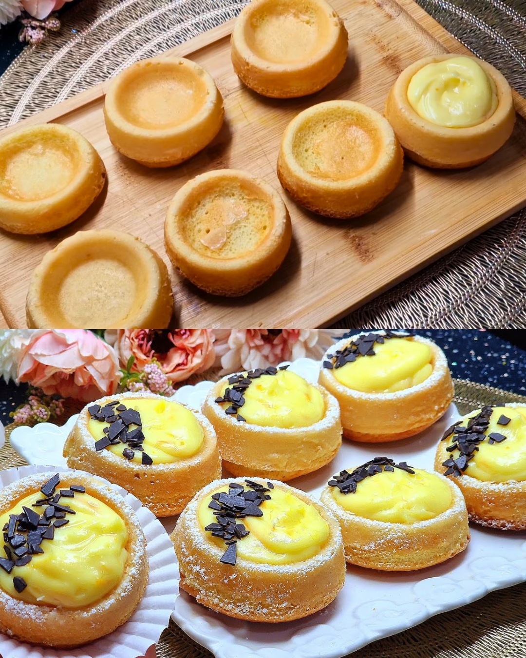 Soft Vanilla Yogurt Cakes with Orange Cream Filling
