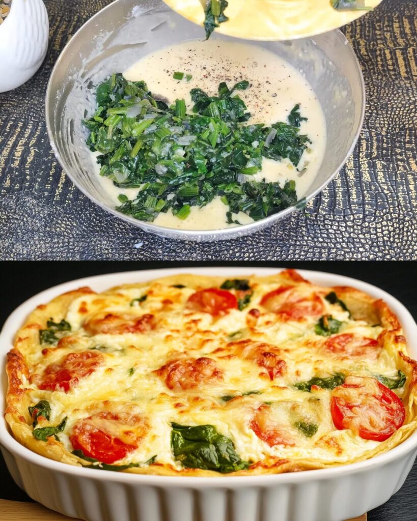 Baked Spinach with Tomato Toppings