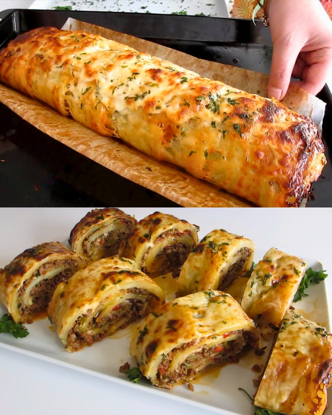 Cheesy Baked Potatoes with Ground Beef Filling