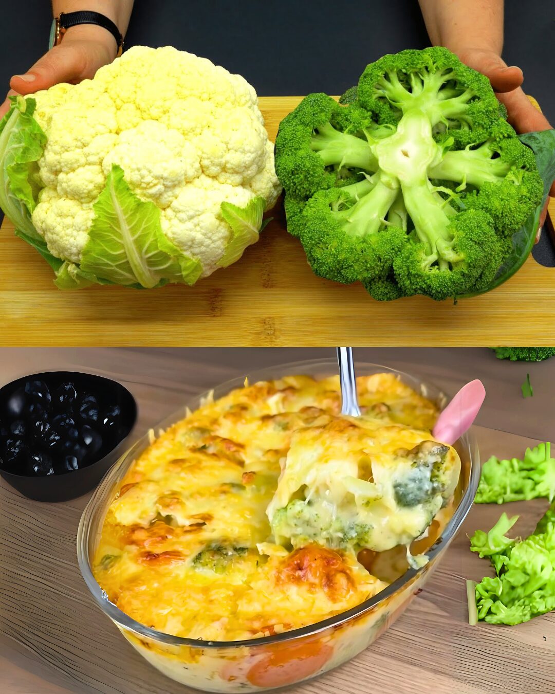 Cheesy Broccoli and Cauliflower Casserole