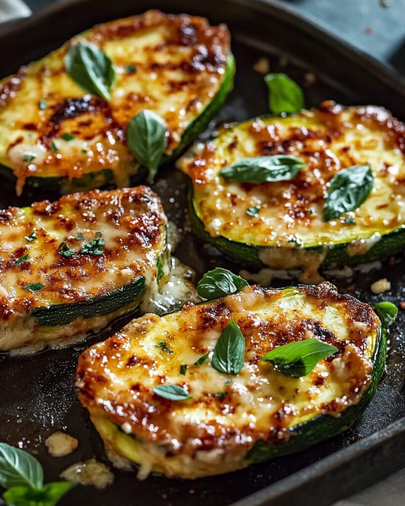 Cheesy Garlic Zucchini Steaks