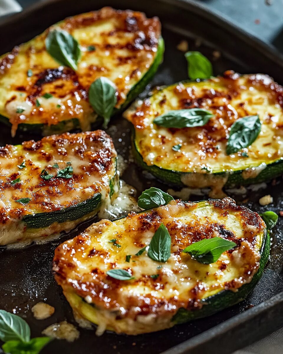 Cheesy Garlic Zucchini Steaks
