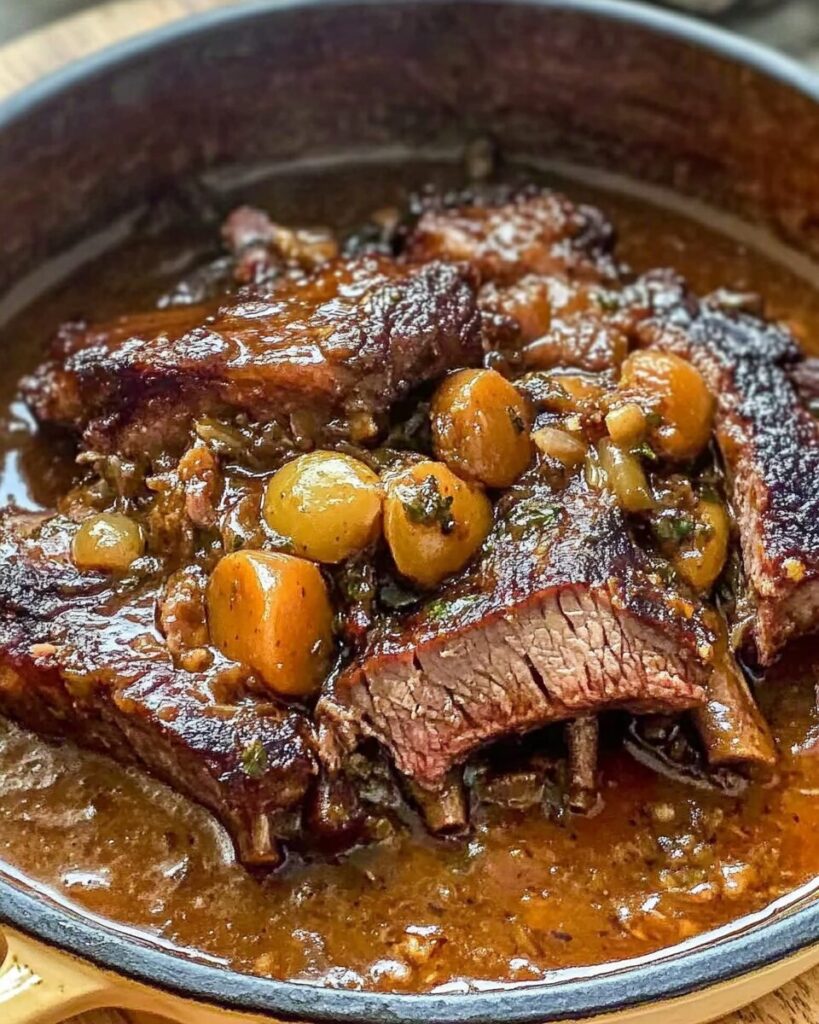 Beer-Braised Short Ribs Mustard finished dish