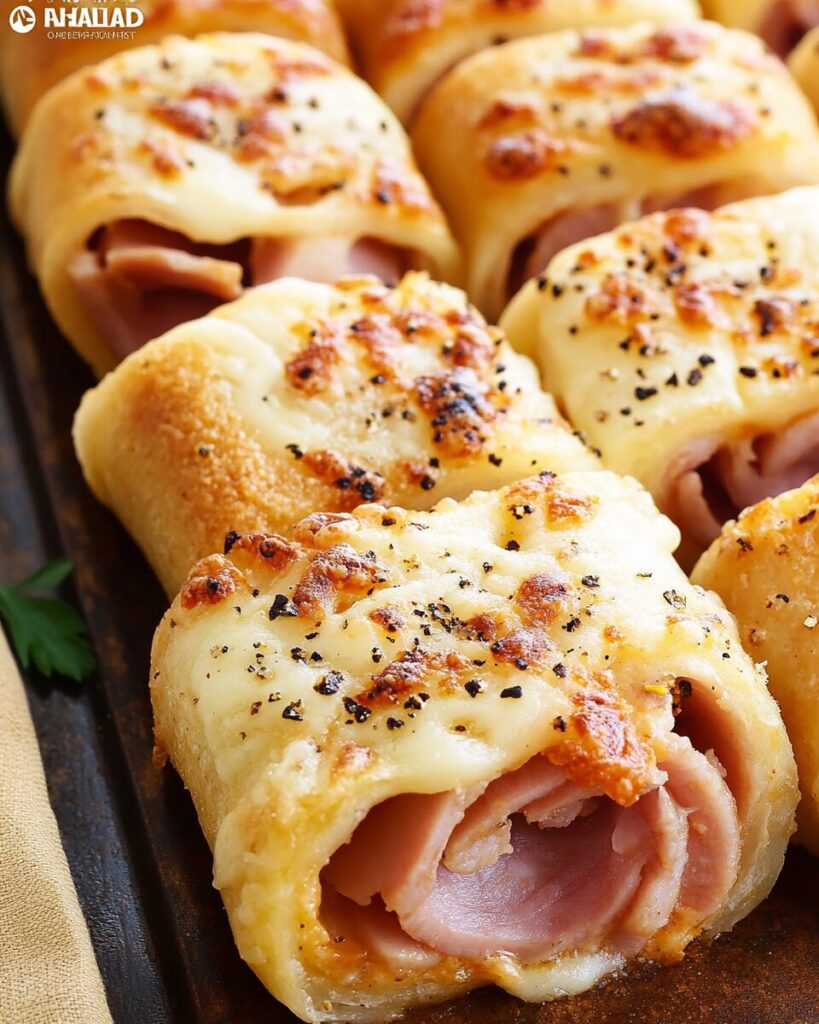 Baked Ham and Cheese Rollups finished dish