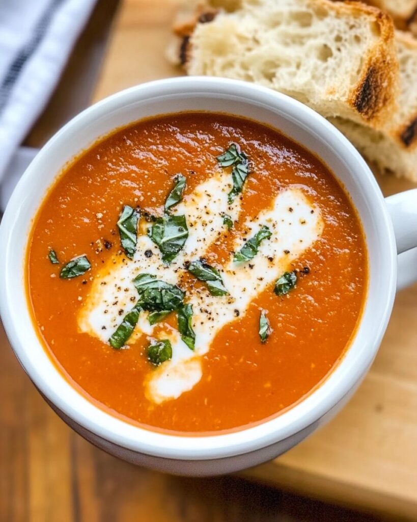 Classic Homemade Tomato Soup finished dish