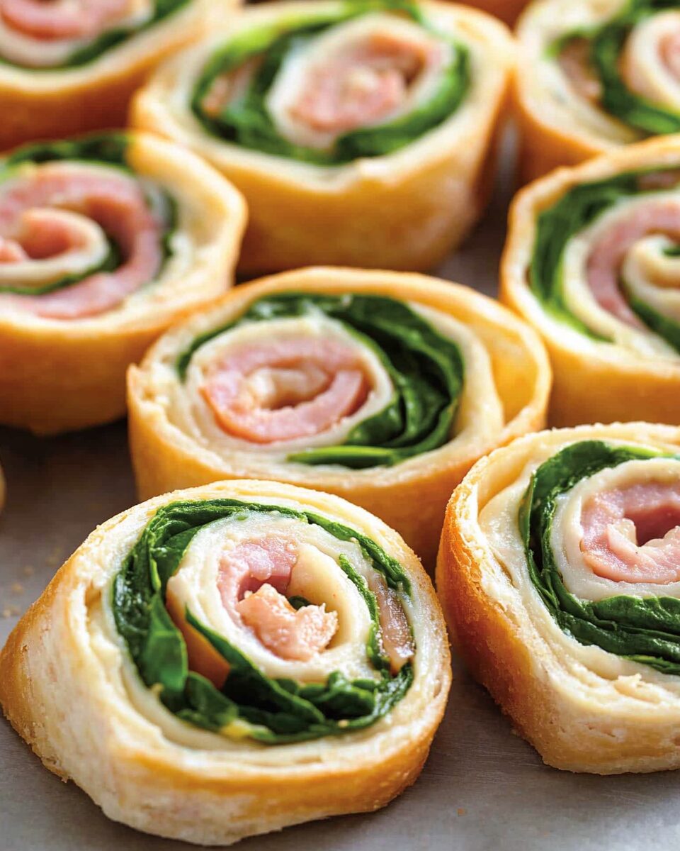 Ham and Cheese Pinwheels with Spinach