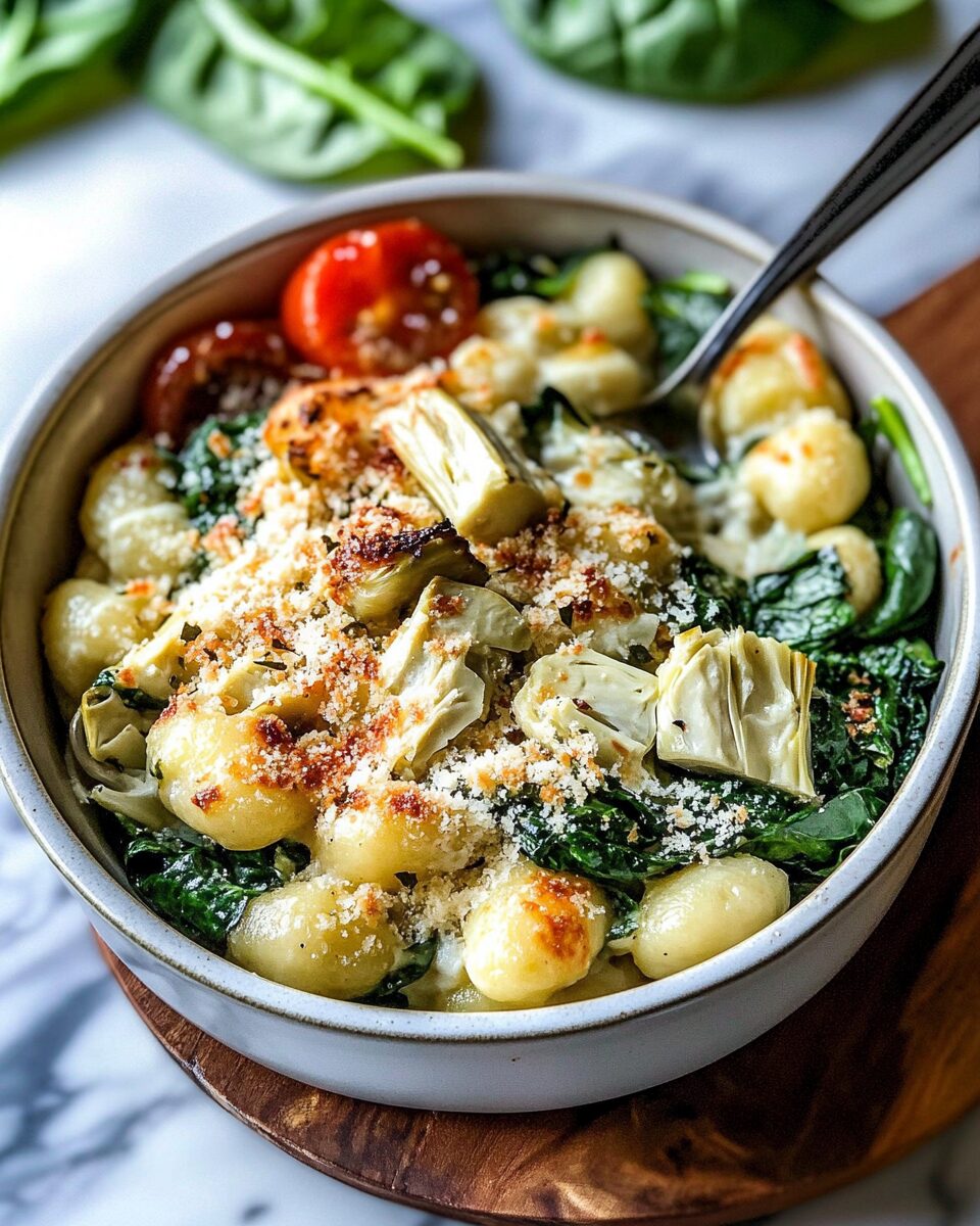 Spinach Artichoke Gnocchi Bake
