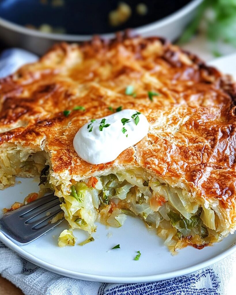Skillet Cabbage Pie finished dish