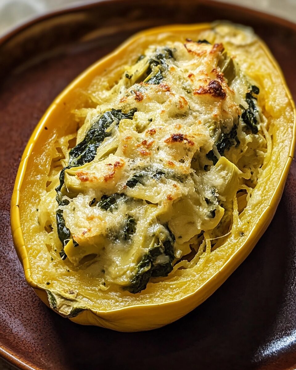 Spinach Artichoke Stuffed Spaghetti Squash