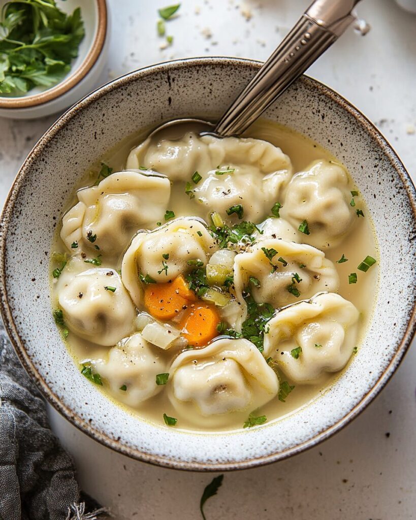 Pelmeni Dumpling Soup finished dish