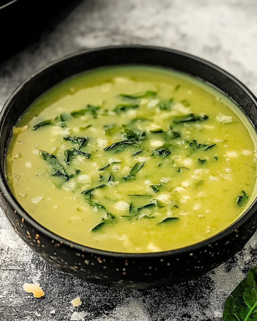 Cream of Spinach Soup finished dish