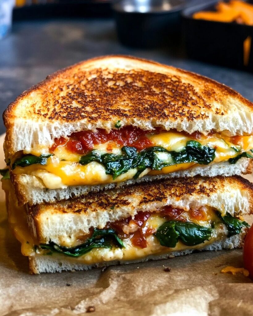 Feta Grilled Cheese Sandwich with Spinach