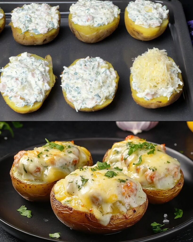 Stuffed Baked Potatoes with Smoked Chicken and Cheese