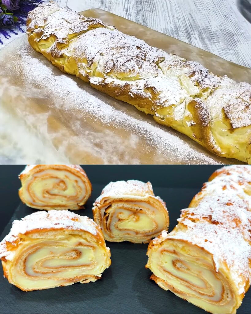 Classic Vanilla Cream Roll Cake finished dish