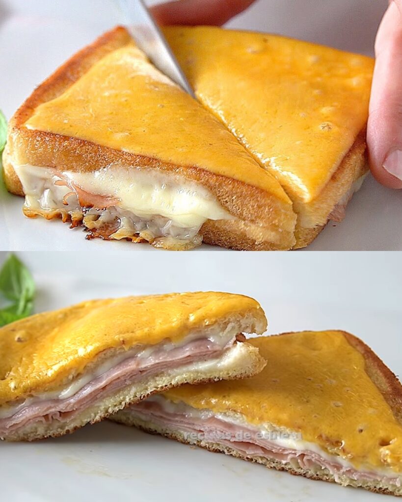 Cheesy Ham and Egg French Toast Sandwich finished dish