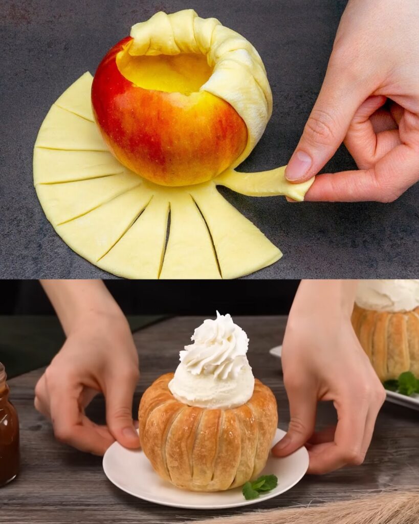 Flaky Apple Cinnamon Puff Pastry with Whipped Cream