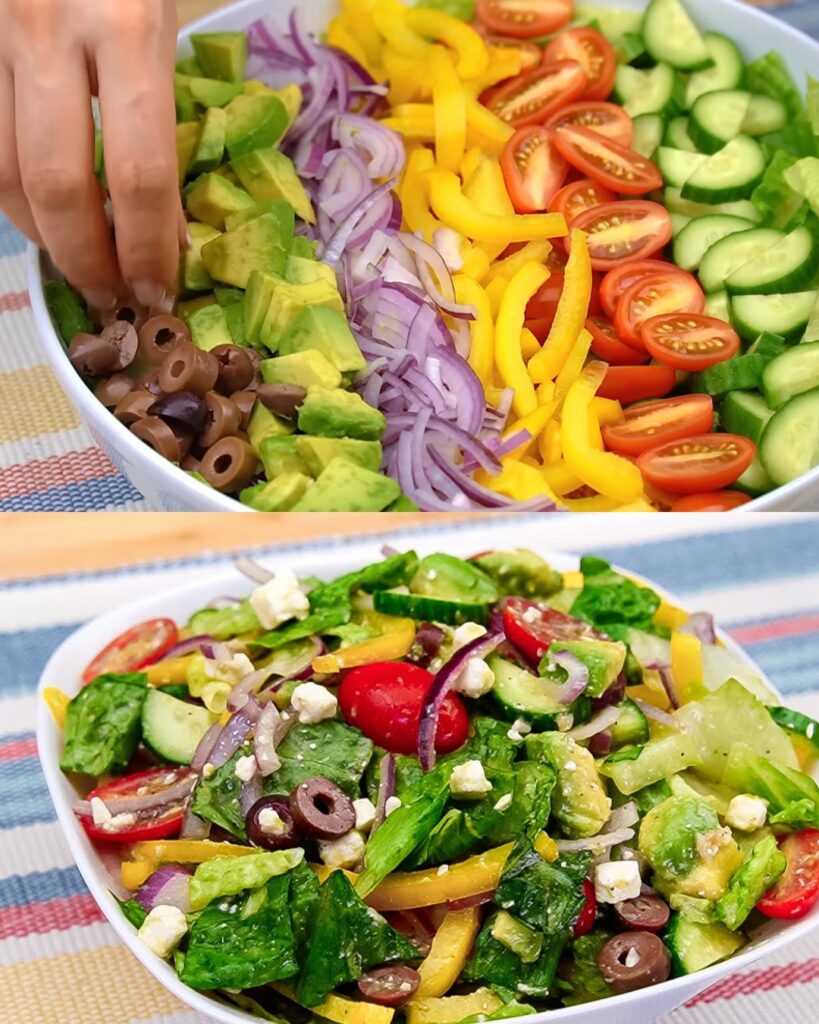 Classic Greek Salad with Lemon-Garlic Dressing
