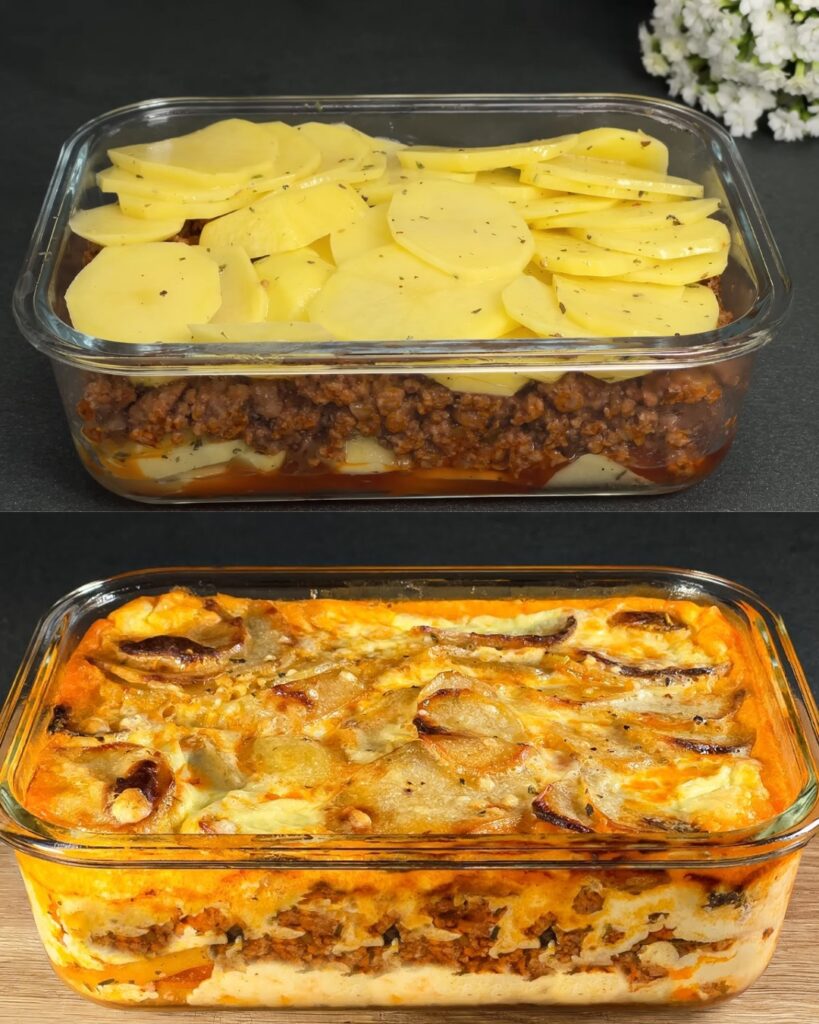 Cheesy Italian Potato and Meat Bake